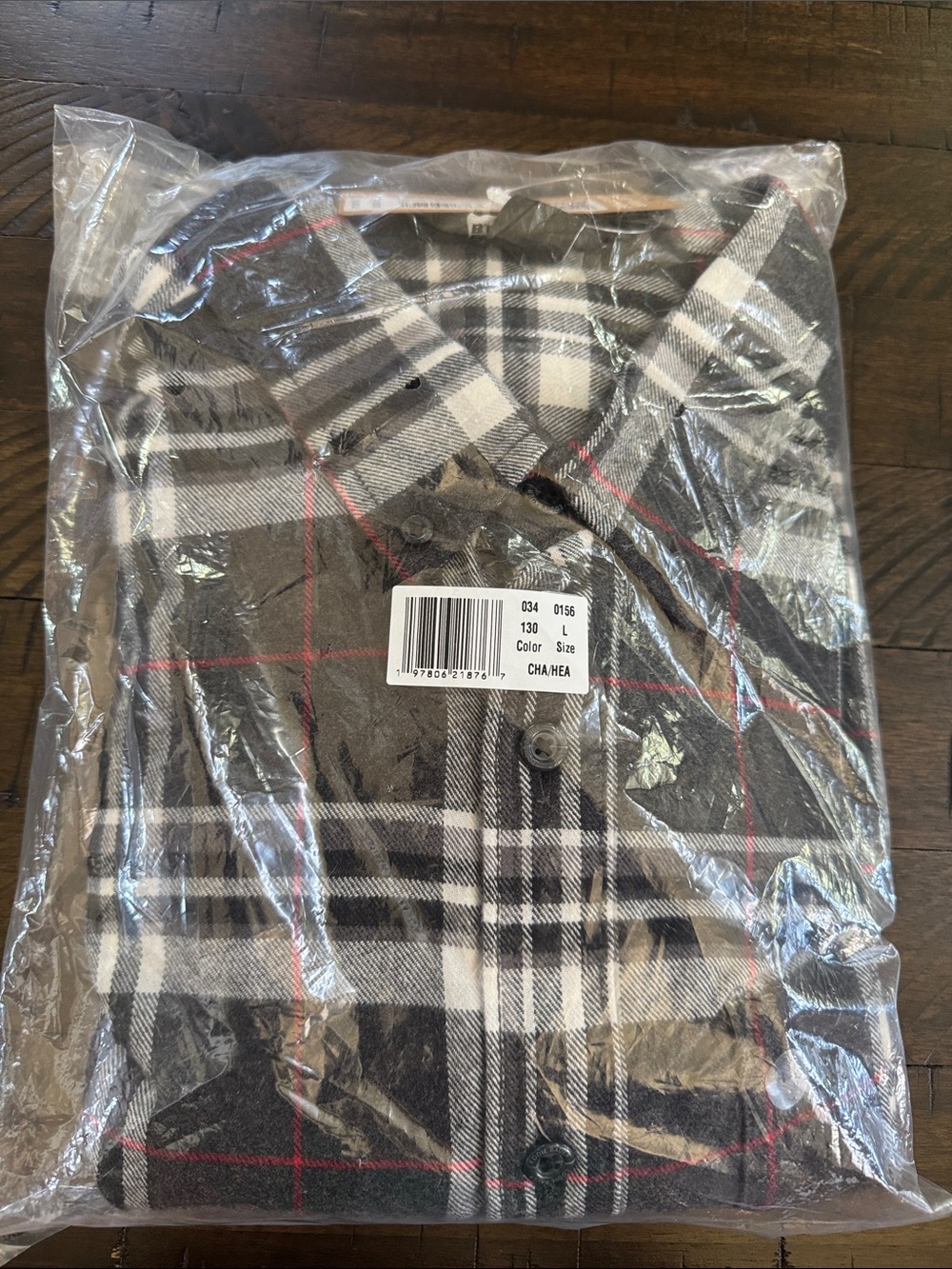 Eddie Bauer Black & White Plaid Button-Up Shirt with Red Accents